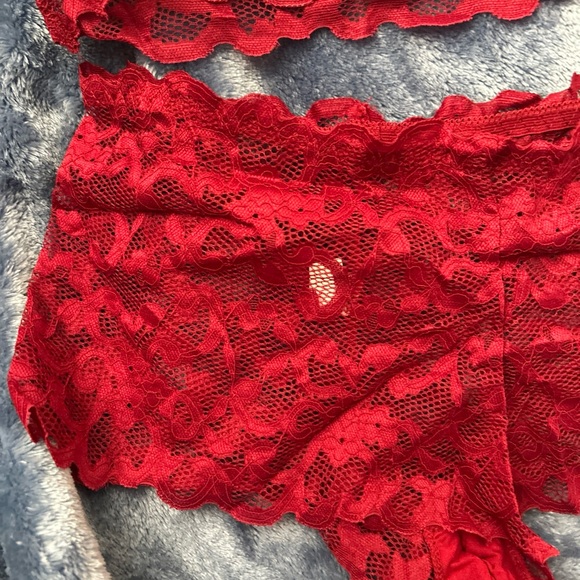 Lingerie Set Maroon Lace Bralette Bra Matching Panties Waist Fit choose size - Picture 4 of 9